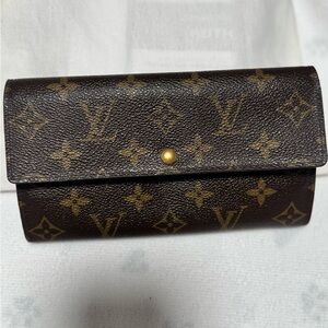 Louis Vuitton Monogram Canvas Long Wallet in Brown and Gold